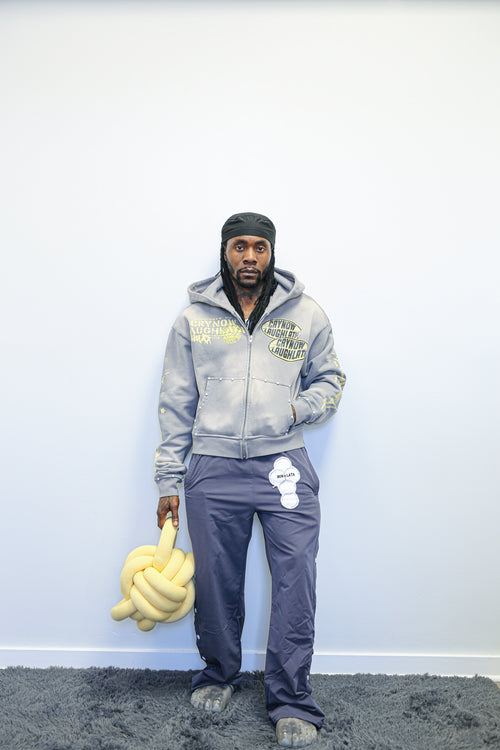GREY WASHED “CLUTCH” ZIP UP