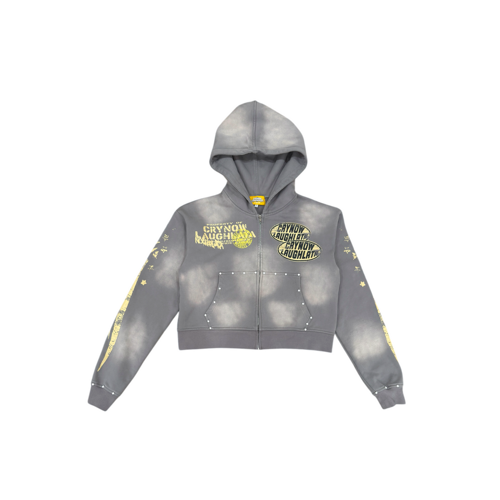 GREY WASHED “CLUTCH” ZIP UP