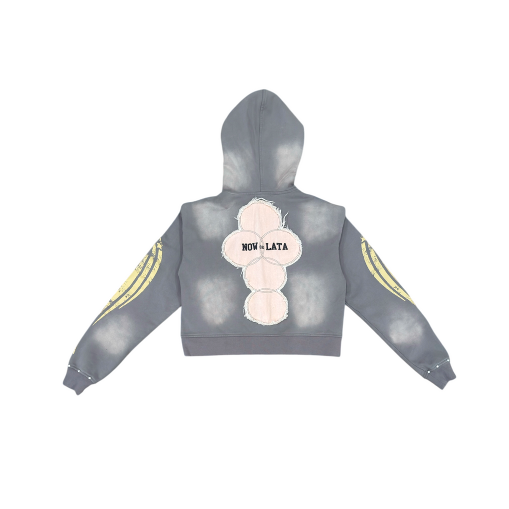 GREY WASHED “CLUTCH” ZIP UP