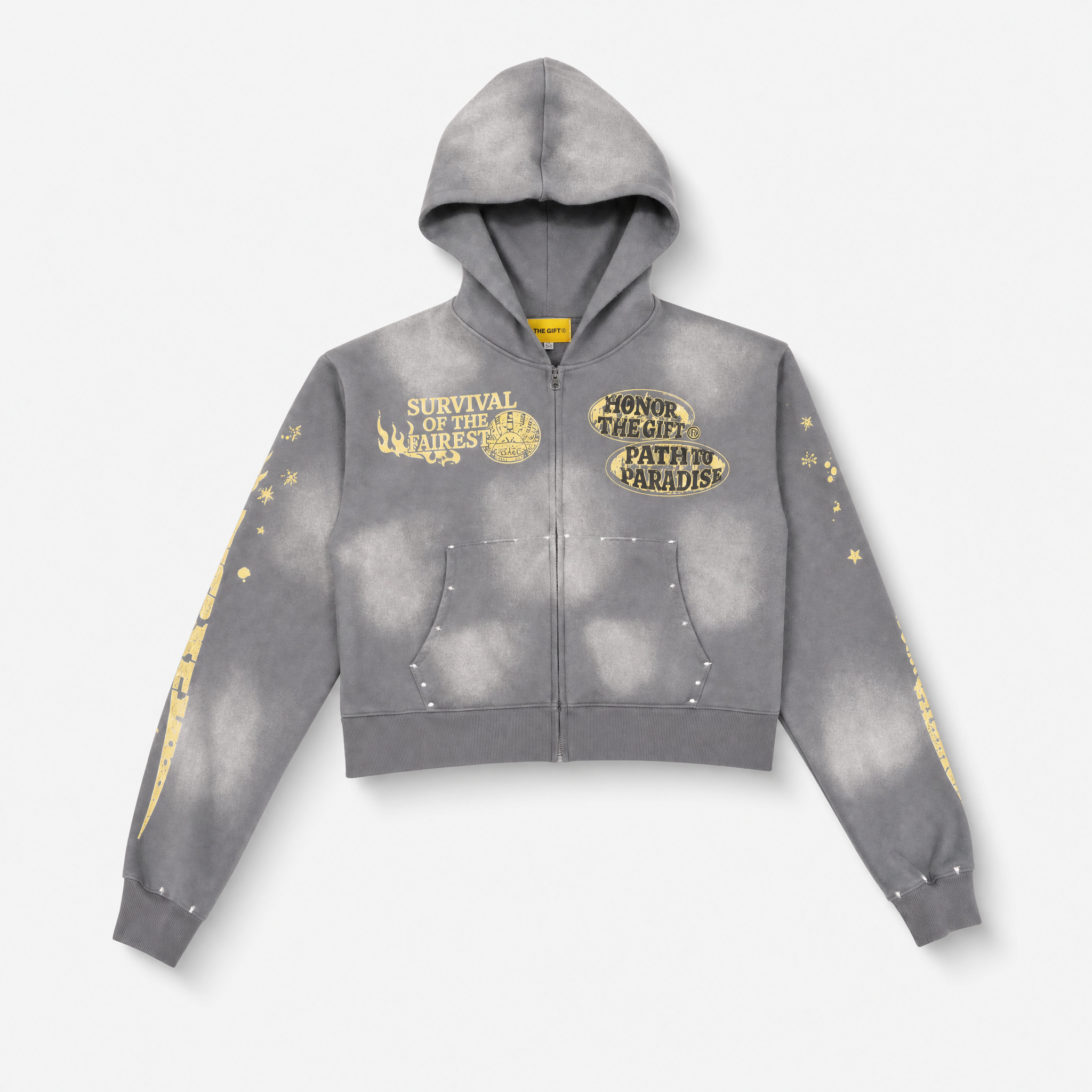 GREY WASHED “CLUTCH” ZIP UP